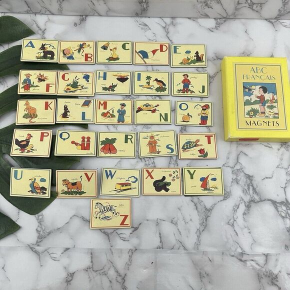 Cavallini Vintage ABC Francais Magnets Alphabet Letters Learning Retro Print - Picture 1 of 7